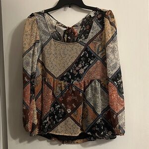 Floral Patchwork Long Sleeve Top